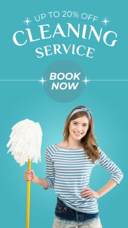 Quality Cleaning Service With Booking And Mop Instagram Story Design Template