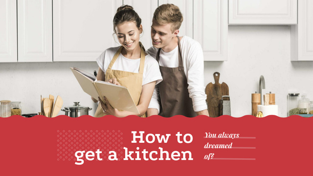 Plantilla de diseño de Home Interior Offer with Couple on kitchen FB event cover 