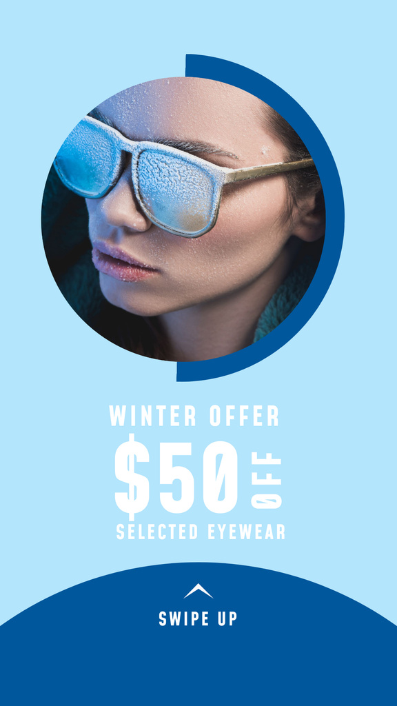 Designvorlage Winter Offer on Eyeware für Instagram Story