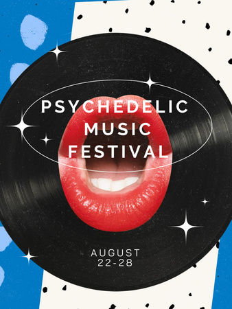Designvorlage Psychedelic Music Festival Announcement für Poster US