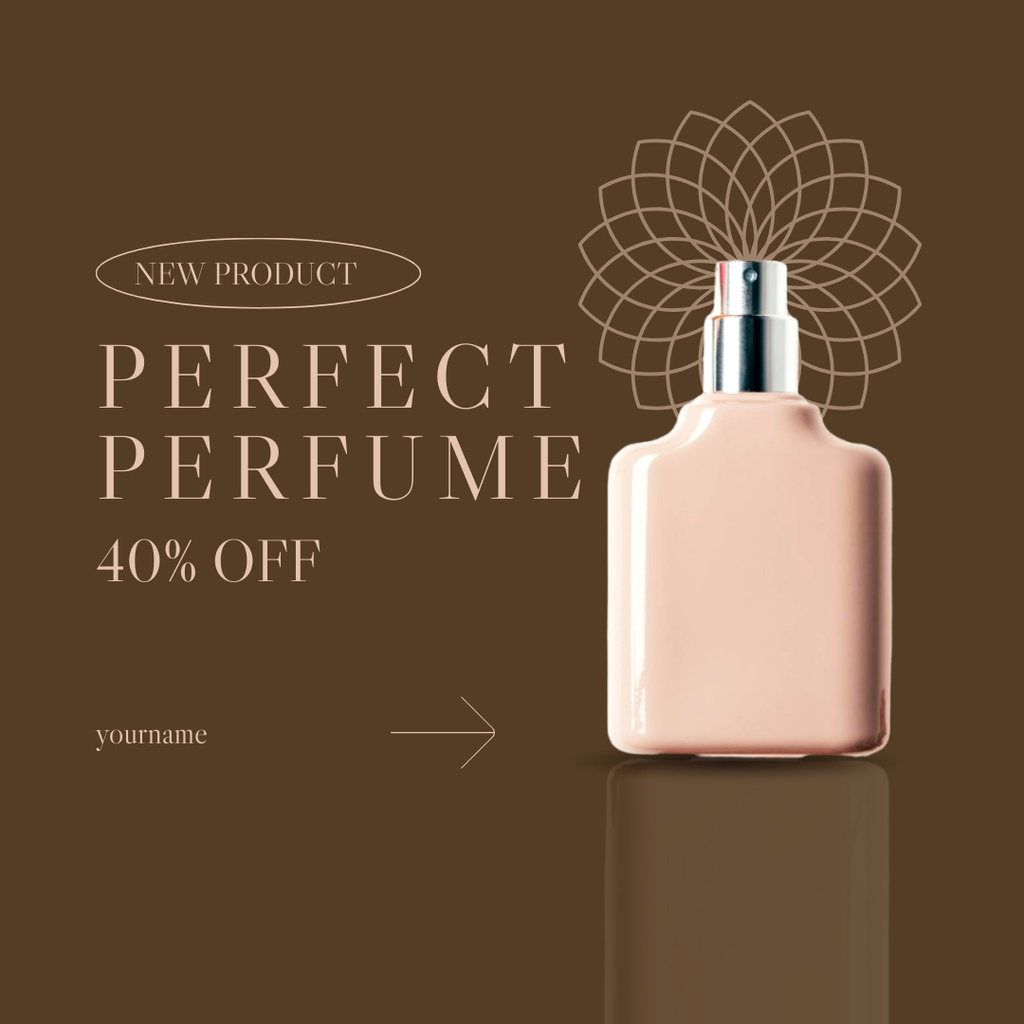 Ontwerpsjabloon van Instagram van Luxury Perfume Discount Offer in Brown