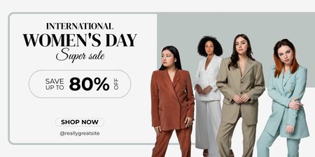 Ontwerpsjabloon van Twitter van Super Sale on International Women's Day