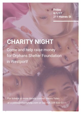 Happy kids in circle on Charity Night Invitation – шаблон для дизайна