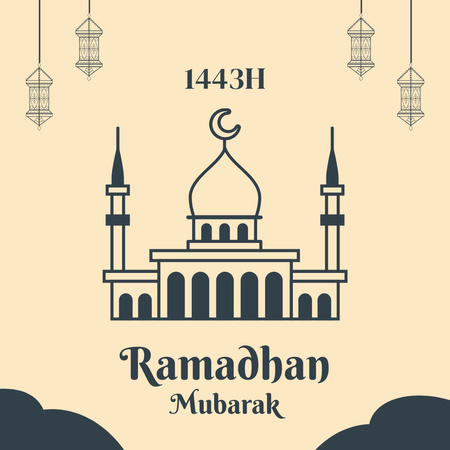 Ramadan Announcement with Islamic Mosque Instagram Design Template