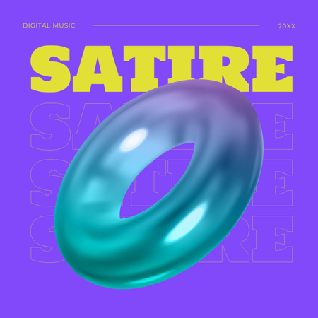 Ontwerpsjabloon van Album Cover van Blauwe en paarse gradiënt 3D-cirkel met titel op paars