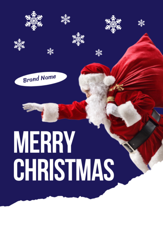 Joyful Christmas Salutations with Santa Claus And Snowflakes Postcard 4x6in Vertical Tasarım Şablonu