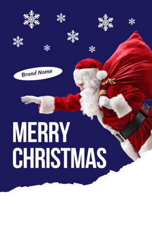 Christmas Greeting with Santa and Snowflakes Postcard 4x6in Vertical Tasarım Şablonu