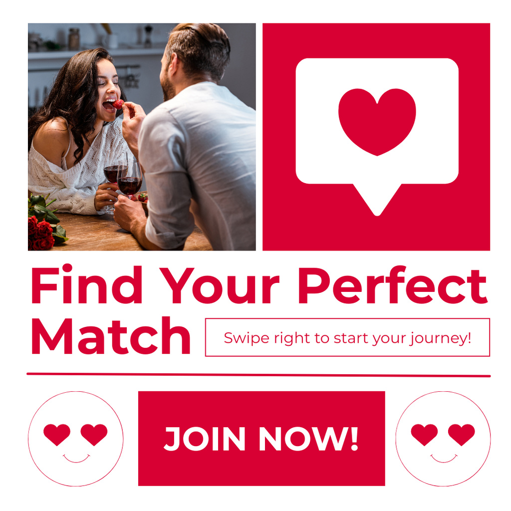 Finding Your Soulmate Using Dating App Instagram Design Template
