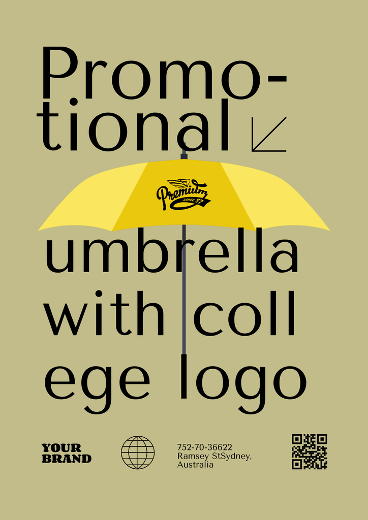 Offer of Umbrella with College Logo Poster Tasarım Şablonu
