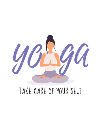 Calm Woman Practicing Yoga in Lotus Pose T-Shirt – шаблон для дизайну