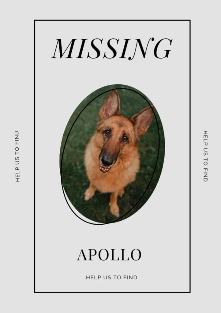 Lost Dog Information with German Shepherd Flyer A7 Tasarım Şablonu