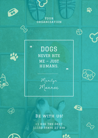 Quote about Dogs with Cute Puppy Flyer A6 Πρότυπο σχεδίασης