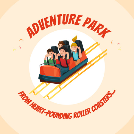 Adventurous Amusement Park For Whole Family Fun Animated Post Design Template
