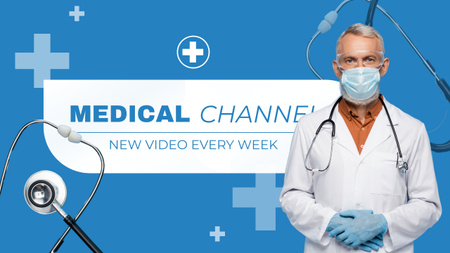 Ontwerpsjabloon van Youtube van Medische blogpromotie met volwassen arts