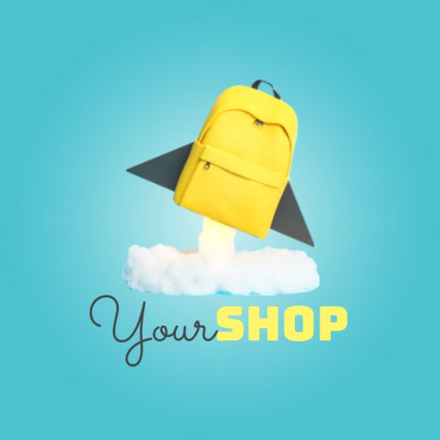Affordable College Backpacks and Merch In Blue Promotion Animated Logo Šablona návrhu
