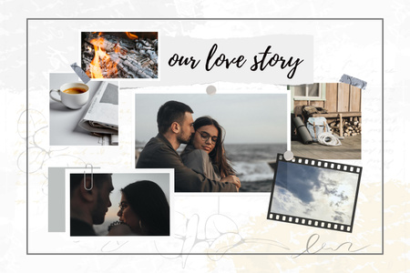 Beautiful Love Story with Cute Couple Mood Board tervezősablon