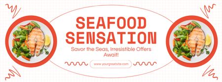 Offer of Seafood Sensation with Dish of Salmon Facebook cover Design Template