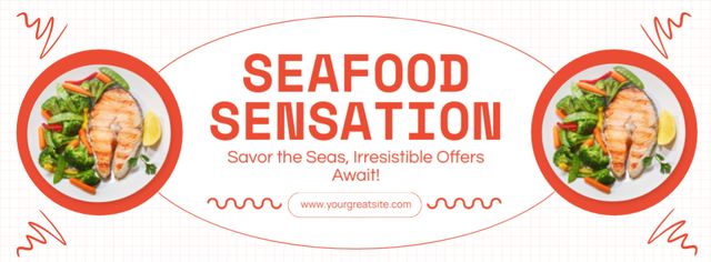 Offer of Seafood Sensation with Dish of Salmon Facebook cover – шаблон для дизайна