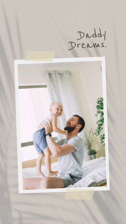 Template di design padre felice che tiene in braccio il suo piccolo figlio Instagram Story