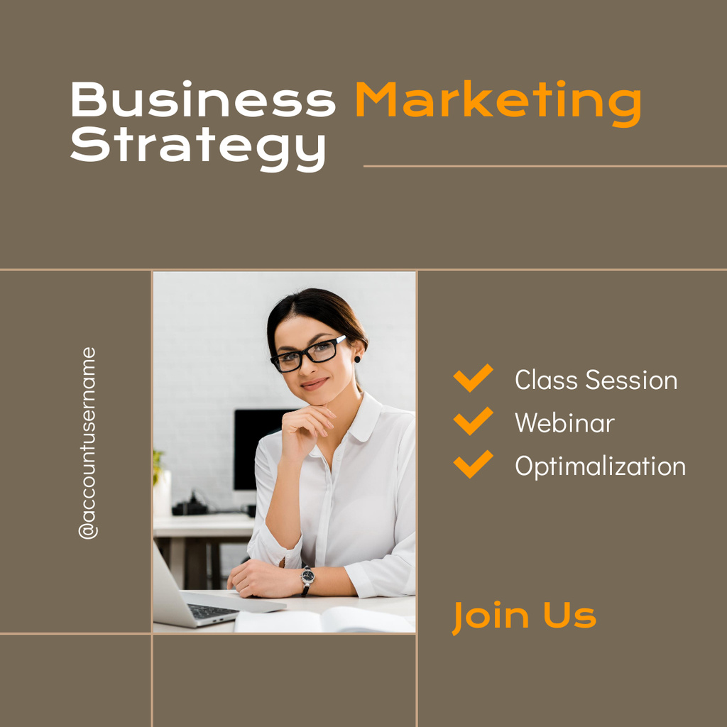 Platilla de diseño Business and Marketing Strategy Webinar LinkedIn post