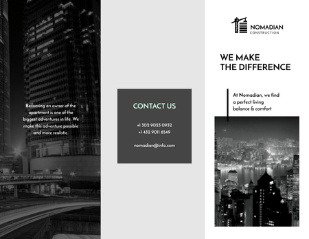Property Offer with City Skyscrapers View Brochure 8.5x11in Design Template