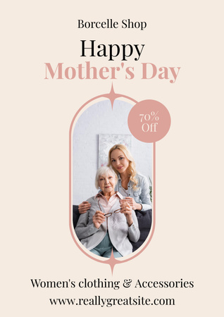 Daughter with Elder Mom on Mother's Day Poster Design Template