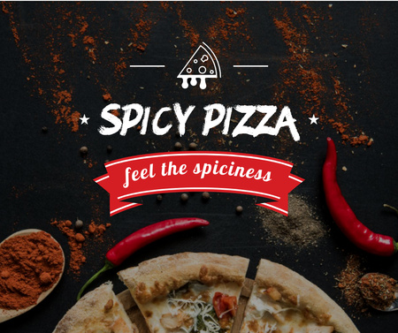 Template di design Spicy Pizza Sale Offer with Chili Pepper Facebook