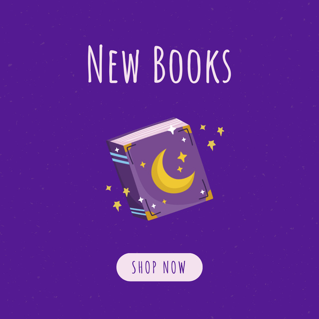Books Sale Announcement in Purple Animated Post Design Template