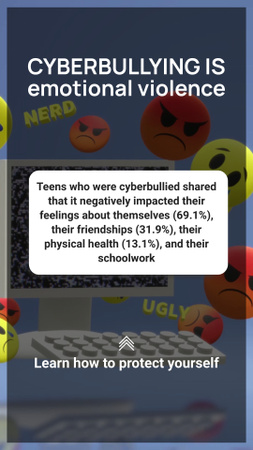 Plantilla de diseño de Abogando por la prevención del acoso escolar con emojis Instagram Video Story 