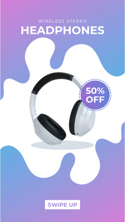 Offer Discounts on White Headphones Instagram Story Design Template