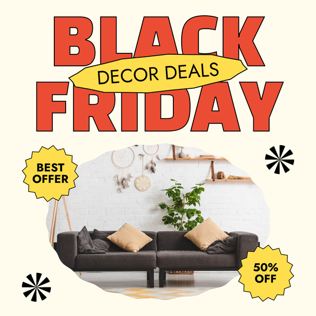 Plantilla de diseño de Black Friday Decor Deals Instagram AD 
