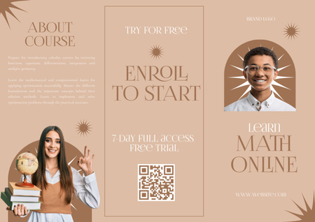 Multiracial Teenagers on Math Learning Classes Promo Brochure Design Template