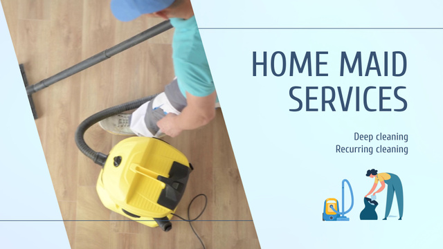 Ontwerpsjabloon van Full HD video van Home Maid Service With Vacuum Cleaning
