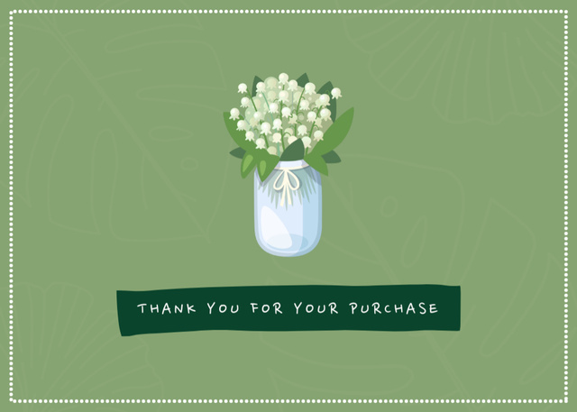 Designvorlage Thank You Message with Beautiful Bouquet of Lilies of the Valley für Postcard 5x7in