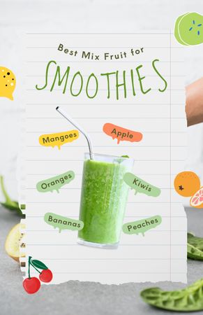 Ontwerpsjabloon van Recipe Card van Smoothies Fruit Mix