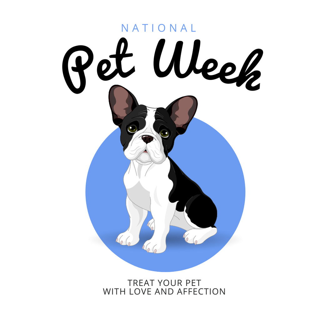 Cute Doggy for National Pet Week Announcement Instagram Tasarım Şablonu