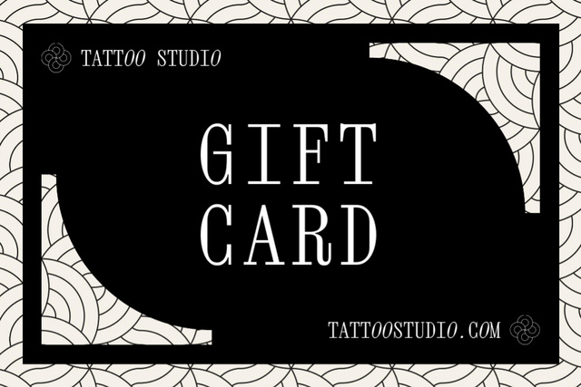 Wavy Pattern And Tattoo Studio Service As Present Offer Gift Certificate Design Template