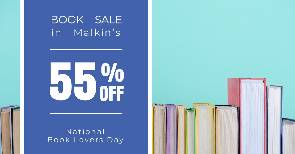 Sale discount to National Book Lovers Day Facebook AD Πρότυπο σχεδίασης