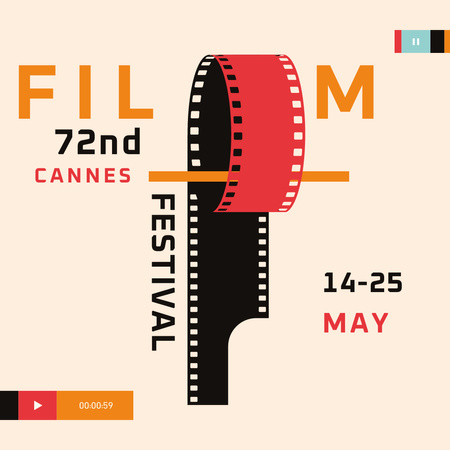 Modèle de visuel Festival de Cannes avec enroulement du film - Instagram