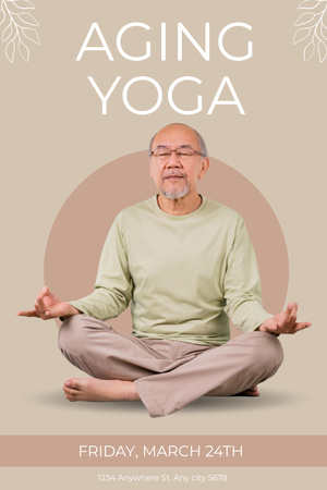 Ontwerpsjabloon van Pinterest van Yogapraktijk voor senioren in het voorjaar