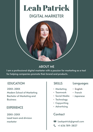 Εμπειρία στο Digital Marketing Resume Πρότυπο σχεδίασης