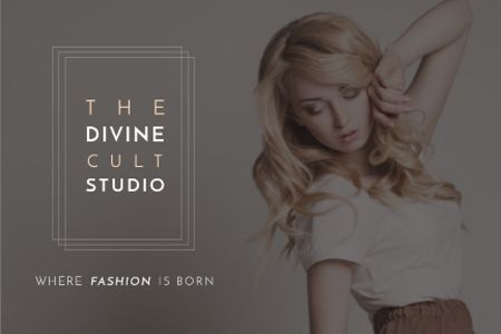 Beauty Studio Woman with Blonde Hair Gift Certificate Design Template