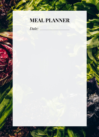 Meal Planner With Lettuce And Cabbage Notepad 4x5.5in Design Template