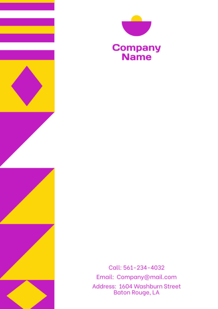 Empty Blank with Purple and Yellow Ornament Letterhead Modelo de Design