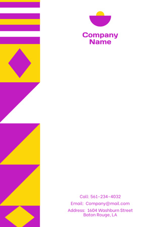 Empty Blank with Purple and Yellow Ornament Letterhead Design Template