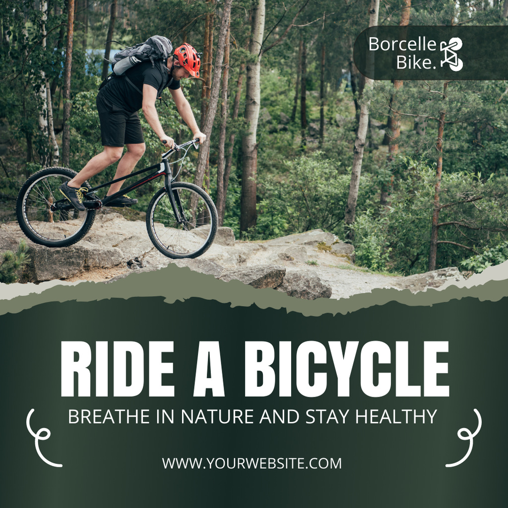 Ontwerpsjabloon van Instagram van Bicycles and Healthy Lifestyle Promotion