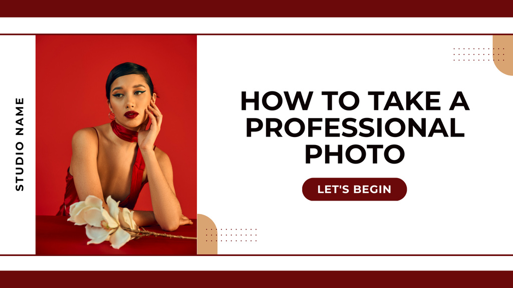 Modèle de visuel Studio's Guidelines About Taking Professional Photos - Presentation Wide