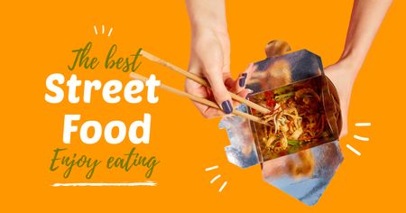 Plantilla de diseño de Mejor anuncio de comida callejera con fideos Facebook AD 