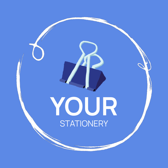 Stationery Shop Ad with Paper Clip Illustration Animated Logo tervezősablon