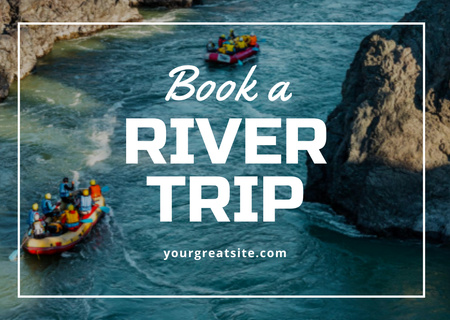 Rafting on Mountain River Postcard Design Template